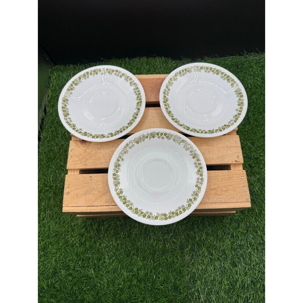Set of 3 Corning Corelle Spring Blossom Crazy Daisy 6.25” Bowls -Green